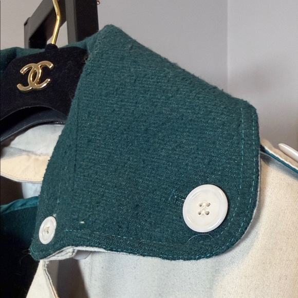 70s Vintage Norbert Nel Trench Coat Khaki Beige with Green Size 10 - Picture 5 of 16